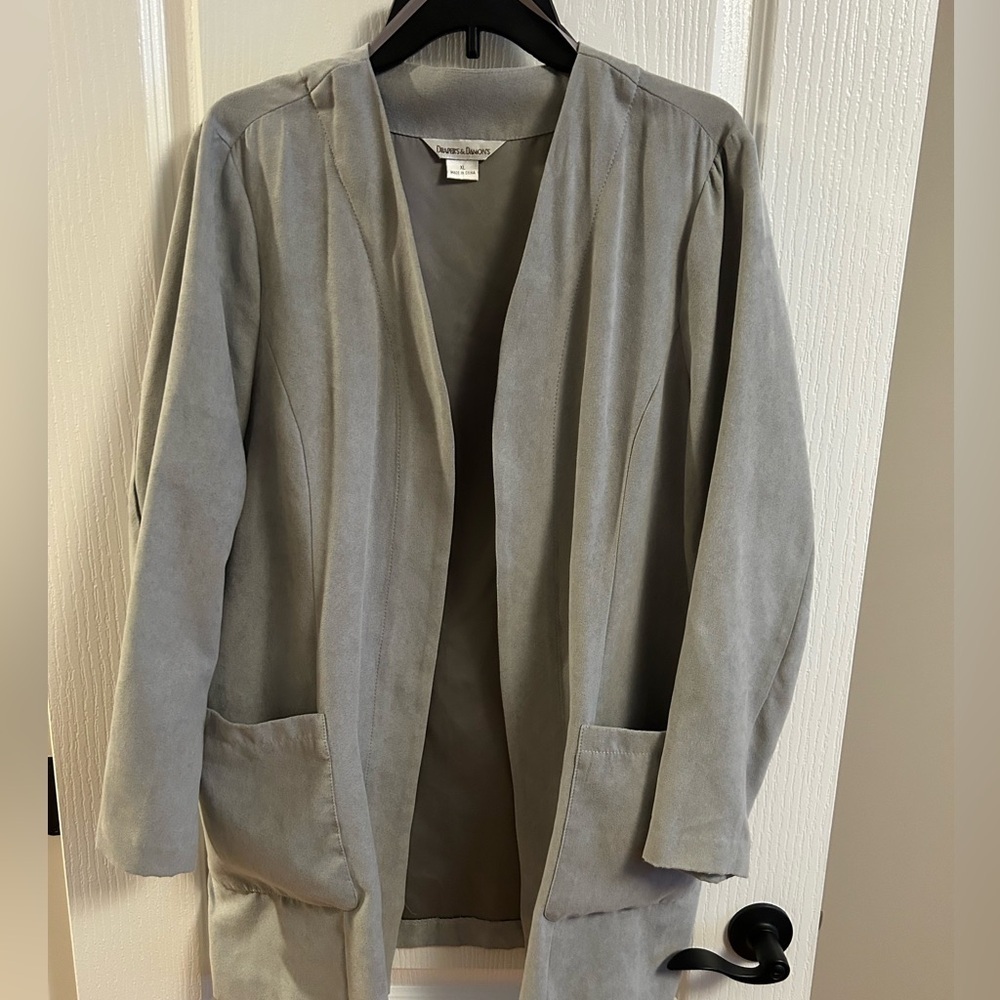 Draper James Light Gray Open Front Blazer